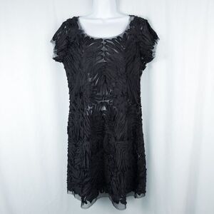 Mesh‎ Ribbon Trim Sheer Mini Dress Medium Large Gothic Whimsigoth Fairy Grunge